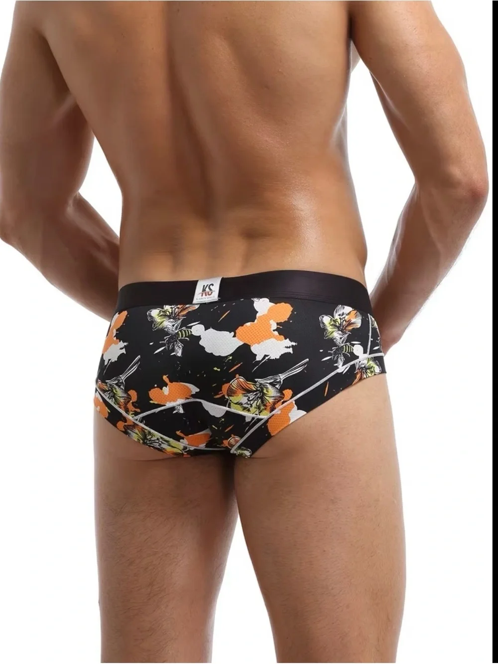 Men's Black Floral Briefs - Stretch Supportive Underwear